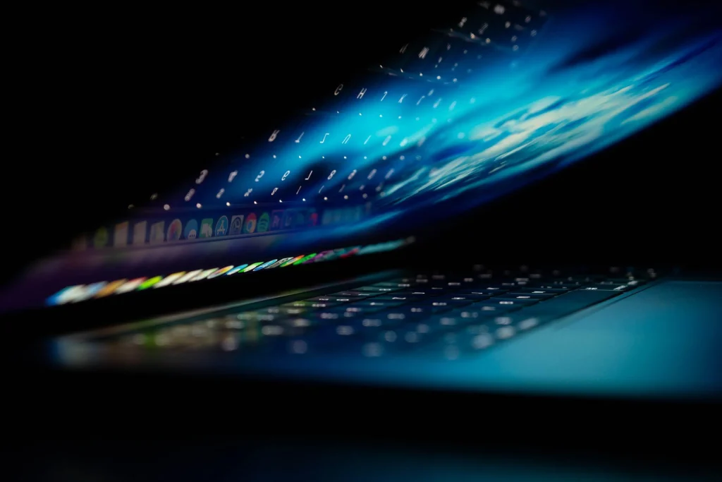 A close up of a laptop computer keyboard