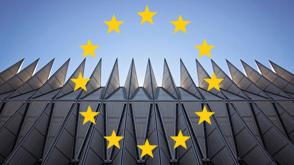 A building with five yellow stars on it
